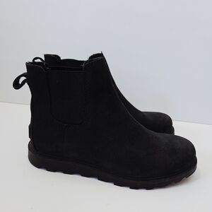 Sorel Ainsley Chelsea Boot Size 8 M Black Leather Slip On